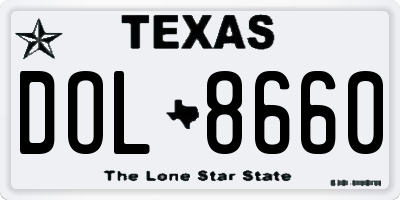 TX license plate DOL8660