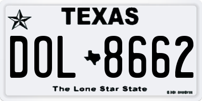 TX license plate DOL8662
