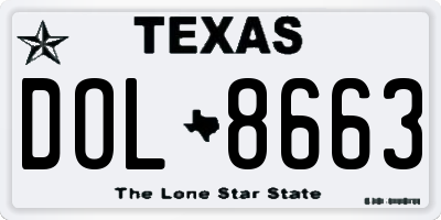 TX license plate DOL8663