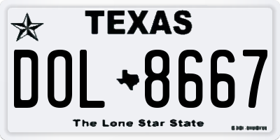 TX license plate DOL8667