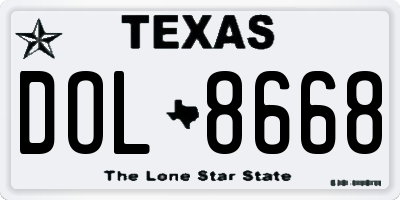 TX license plate DOL8668
