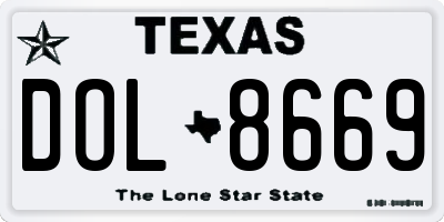TX license plate DOL8669