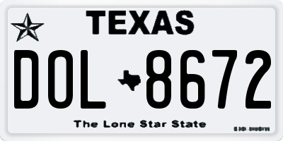 TX license plate DOL8672