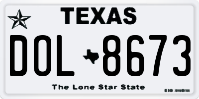 TX license plate DOL8673