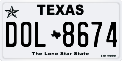 TX license plate DOL8674