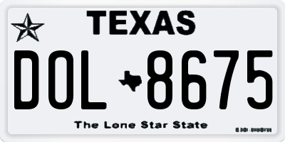 TX license plate DOL8675