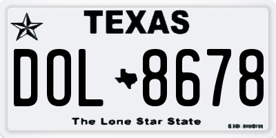 TX license plate DOL8678