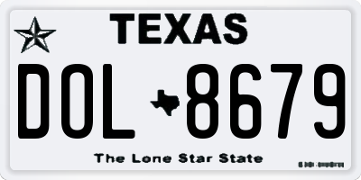 TX license plate DOL8679