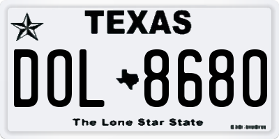 TX license plate DOL8680