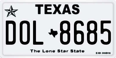 TX license plate DOL8685