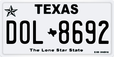 TX license plate DOL8692