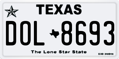 TX license plate DOL8693