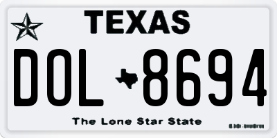 TX license plate DOL8694