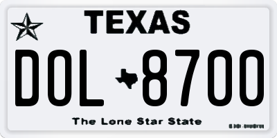 TX license plate DOL8700
