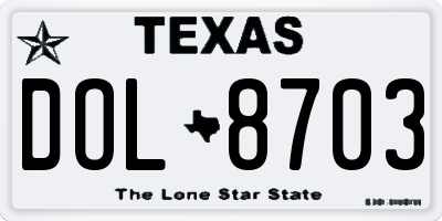 TX license plate DOL8703