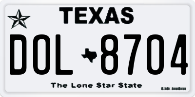TX license plate DOL8704