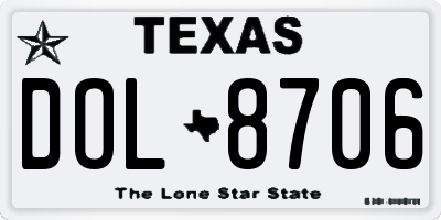 TX license plate DOL8706