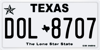 TX license plate DOL8707