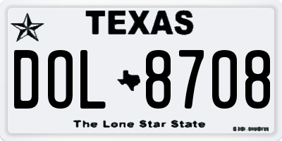 TX license plate DOL8708