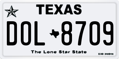 TX license plate DOL8709