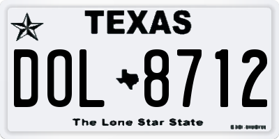 TX license plate DOL8712