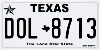 TX license plate DOL8713
