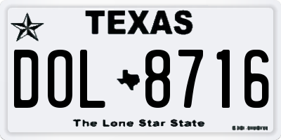 TX license plate DOL8716