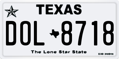 TX license plate DOL8718