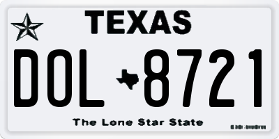 TX license plate DOL8721