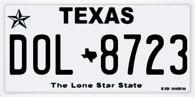 TX license plate DOL8723