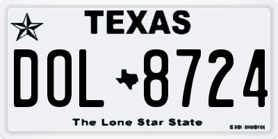 TX license plate DOL8724