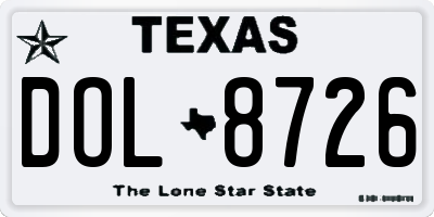 TX license plate DOL8726