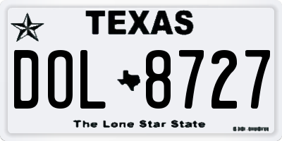 TX license plate DOL8727