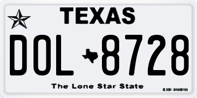 TX license plate DOL8728