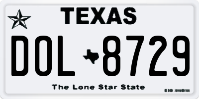 TX license plate DOL8729
