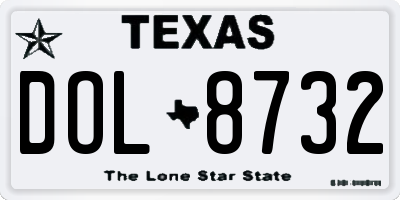 TX license plate DOL8732