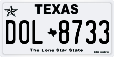 TX license plate DOL8733