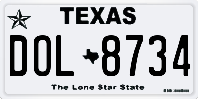 TX license plate DOL8734