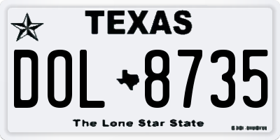 TX license plate DOL8735