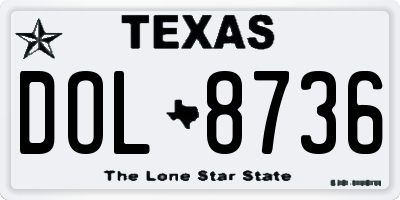 TX license plate DOL8736