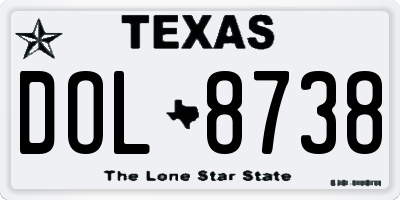 TX license plate DOL8738
