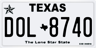 TX license plate DOL8740