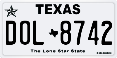 TX license plate DOL8742