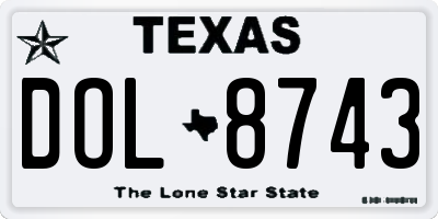 TX license plate DOL8743