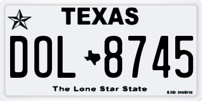 TX license plate DOL8745