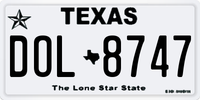 TX license plate DOL8747