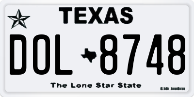 TX license plate DOL8748