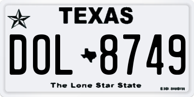 TX license plate DOL8749
