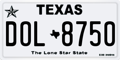 TX license plate DOL8750