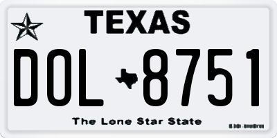 TX license plate DOL8751